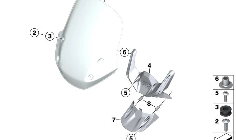Soporte de parabrisas OEM 46638382811 para motos BMW R1200R, R1250R. Original BMW Motorrad.