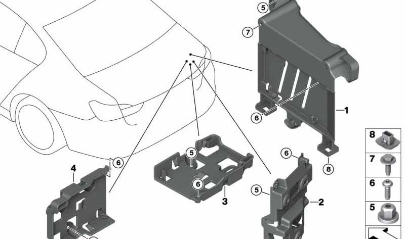 Suporte de módulo de carregamento de bateria para BMW Série 5 G30, G31, G38, Série 7 G11, G12 (OEM 61428796961). BMW original