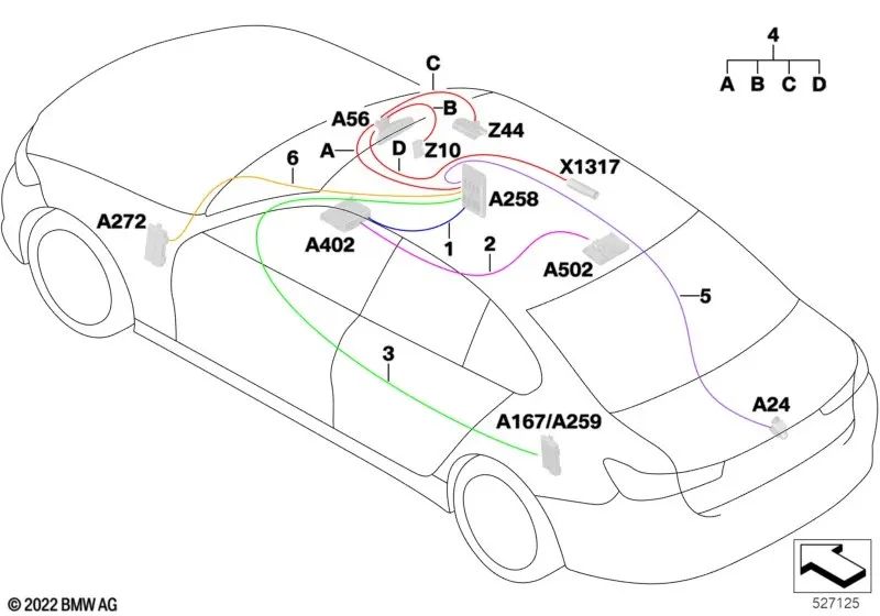Ethernet cable for BMW 3 Series G20, G21 5 Series G30, G31 (OEM 61119863691). Genuine BMW