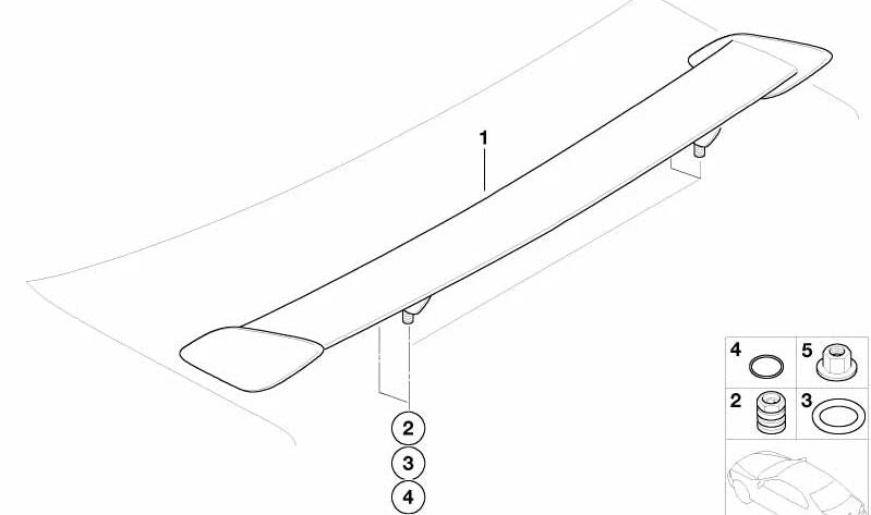 Tope de distancia OEM 51717895436 para BMW E46 (3er serie). Pieza original BMW, parte del alerón trasero de la serie individual "Clubsport".