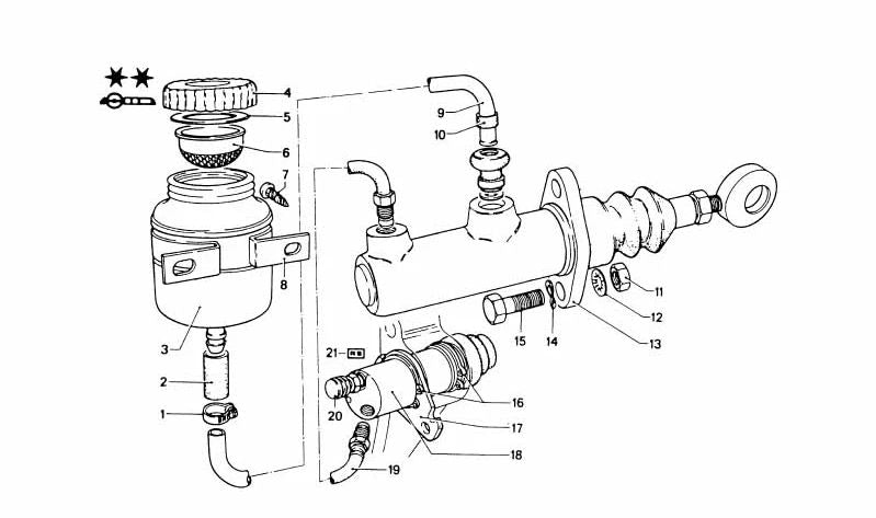 Cilindro maestro de embrague OEM 21521101692 para BMW E30, E34, E36, E39, E46, Z3, Z4, X3 E83, X5 E53. Recambio original BMW.