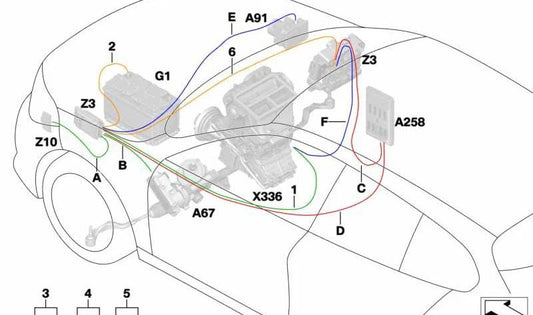 B+ OEM -Stromkabel 61115A07A40 für BMW F40 und F44. Kompatibel mit 116D -Modellen, 116i, 118d, 118i. Länge 325 mm. Original BMW Stück.