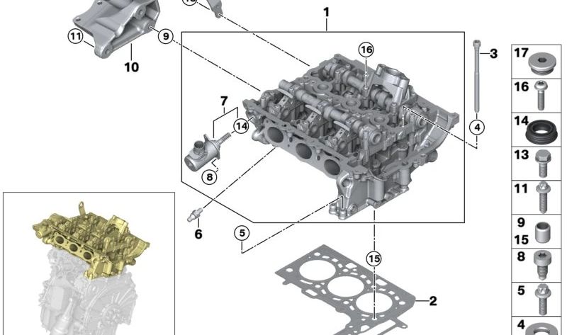Culata con accionamiento de válvulas OEM 11122118965 para MINI F56, F55, Clubman F54, Cabrio F57, Countryman F60... y más. Original MINI.