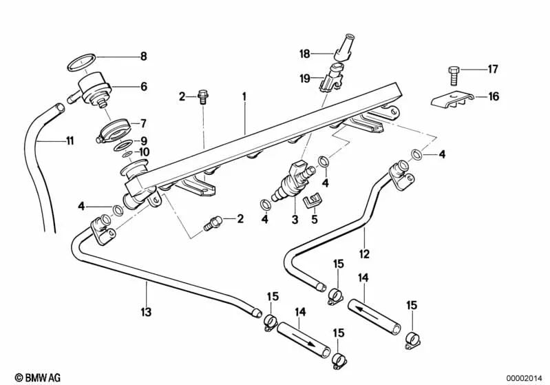 Línea de Retorno de Combustible para BMW Serie 5 E34 (OEM 13531312819). Original BMW