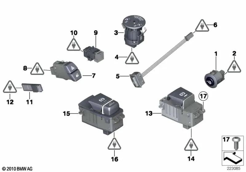 Interruptor de aviso de travamento central OEM 61319161896 para BMW Série 5 F07, F10, F11, Série 6 F06, F12, F13, Série 7 F01, F02, F03, X3 F25... e muito mais. BMW genuíno.