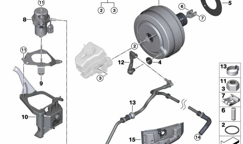 Bomba de vácuo OEM 34336769029 para BMW E81, E87, E90, E60, E61, E63, E64. Válido para motores N45. Componente do sistema de freio. BMW original.