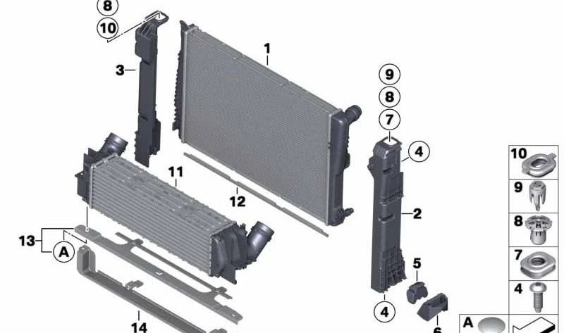 Soporte del módulo de radiador OEM 17117593839 para BMW F25 (X3), F26 (X4). Original BMW.