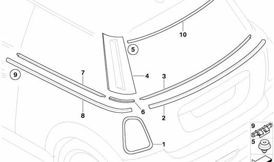 Cubierta luneta trasera inferior OEM 51312754852 para MINI R56, R56 LCI. Original MINI.