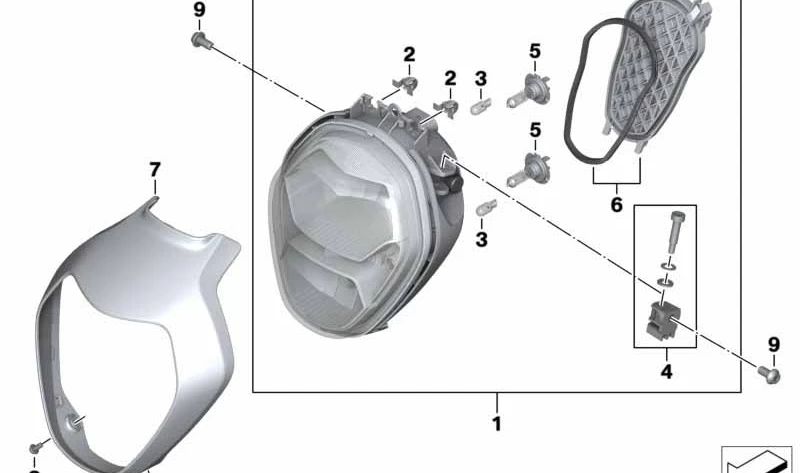 Front OEM para 63128549261 pour les motos BMW R1200R, R1250R. BMW original Motorrad.