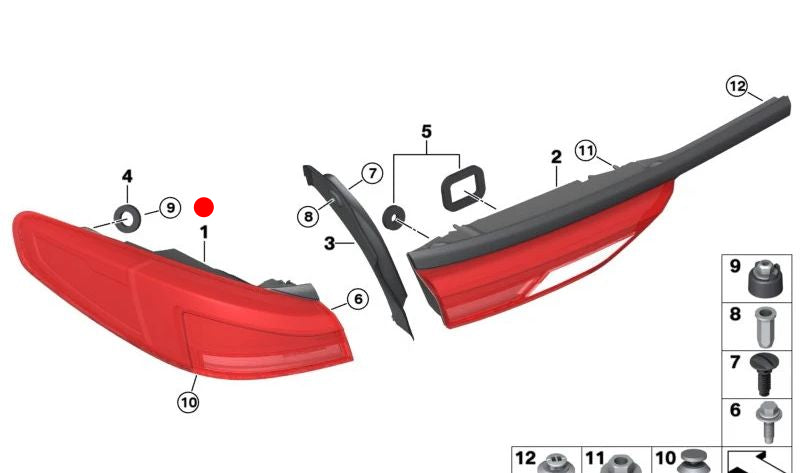 Right side taillight for BMW 2 Series F44 (OEM 63217465466). Original BMW