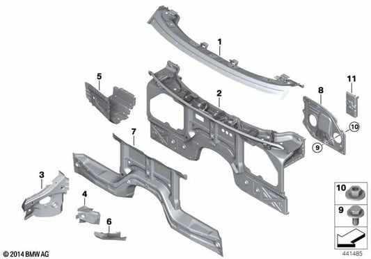 Pared divisoria derecha del compartimento del motor para BMW X5 E70, F15, F85, X6 F16, F86 (OEM 41117180942). Original BMW