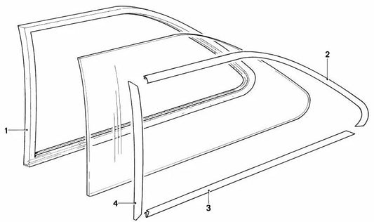 Burlete ventana trasera izquierda OEM 51361881487 para BMW E21. Original BMW.