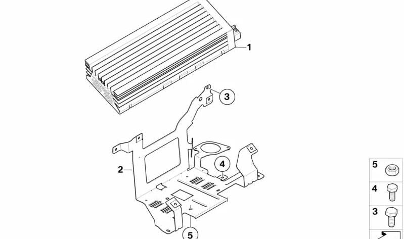Soporte de amplificador OEM 65156945072 para BMW E90, E90N, E91, E91N, E92, E92N, E93, E93N. Pieza original BMW.