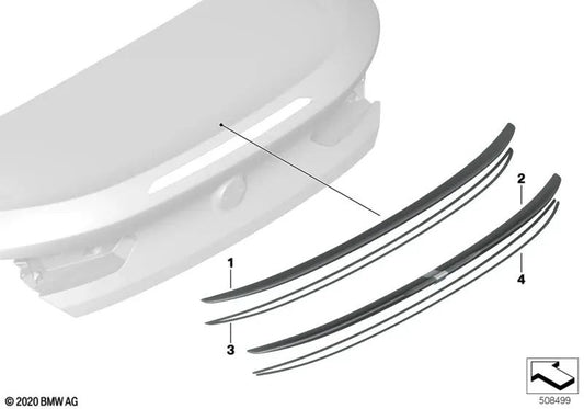 Cinta adhesiva spoiler trasero OEM 51628080099 para BMW F93 M8 Gran Coupé. Original BMW.