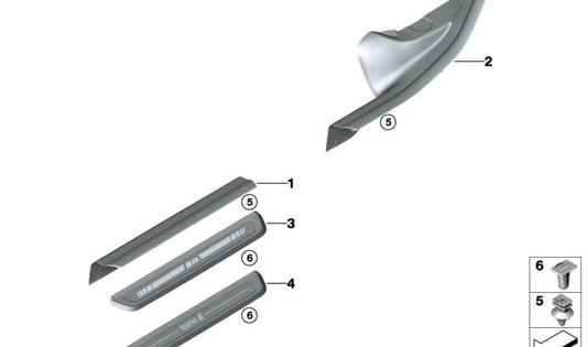 Entrée de l'embellissement porte d'entrée OEM 51478079739 pour BMW G20, G20N, G21, G21N, G26, G26E, G26F, G26N. BMW d'origine.