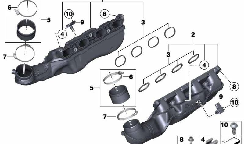 Sistema de admisión para BMW F10, F06, F12, F13 (OEM 11617843275). Original BMW