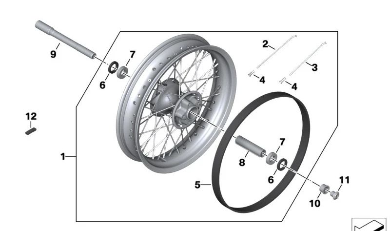 Radios exteriores delanteros L=175,9 mm OEM 36318414964 para motos BMW R 18, R 18 Classic (K34). Original BMW Motorrad.