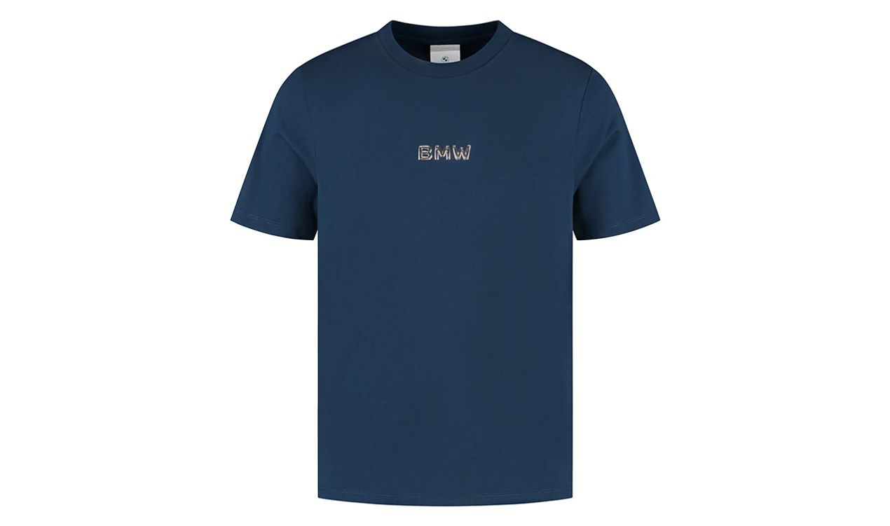 T-shirt unisex blu con logo metallico OEM 80145B70C58 per BMW. Valido per BMW. BMW originale.