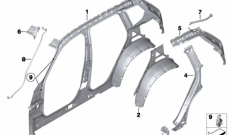 Marco interior lateral derecho OEM 41007330328 para BMW X3 F25 (xDrive28i, sDrive18d, sDrive20i). Compatible con modelos de 2012 a 2017. Repuesto original BMW.