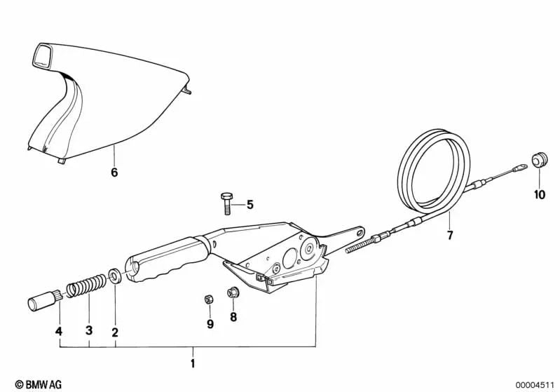 Câble Bowden de frein de stationnement arrière OEM 34411158672 pour BMW Série 8 E31 840Ci, 850CSi... et plus encore. Véritable BMW.