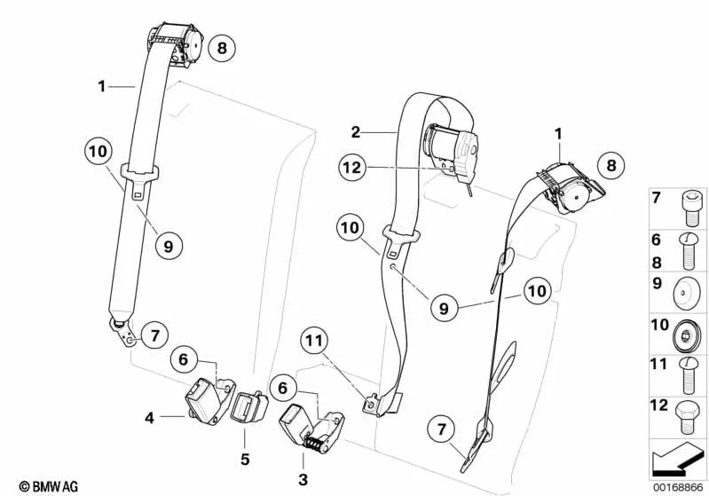 Rear left lower belt for BMW E83, E83N (OEM 72113448369). Original BMW