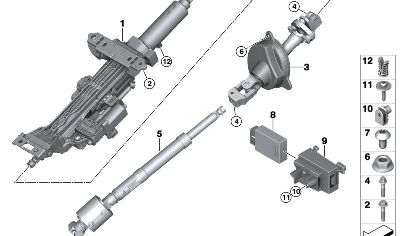 Módulo de ajuste eléctrico de columna de dirección OEM 32305A81930 para BMW Serie 7 G70, i7 I20. Recambio original BMW.