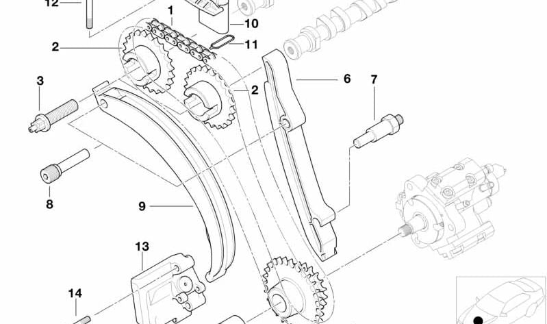 Guía de cadena de distribución OEM 11312247333 para BMW E46, E39, E38, E53. Original BMW.