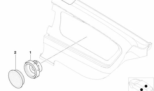 Rejilla altavoz puerta trasera color rojo OEM 65138376202 para BMW Serie 3 E46 {316Ci, 318Ci}. Pieza original BMW.