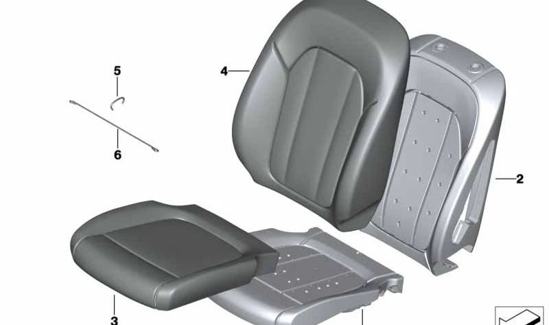 Funda de respaldo base en piel sintética derecha OEM 52107490772 para BMW G08. Original BMW.