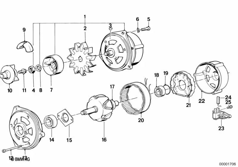Rodamiento radial rígido OEM 12311714521 para BMW E30, E28, E24, E23 y motos K589, K569. Original BMW.