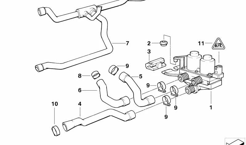 Manguera de refrigerante motor a radiador OEM 64218391240 para BMW Serie 3 E36 (316i, 318i, 320i, 323i, 325i, 328i, M3). Original BMW.