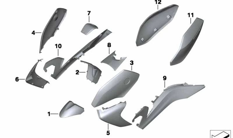 Cubierta central del manillar OEM 46638529652 para BMW Motorrad C 650 GT (CK19). Compatible con modelos fabricados entre 01/12/2011 y 31/08/2015. Original BMW Motorrad.