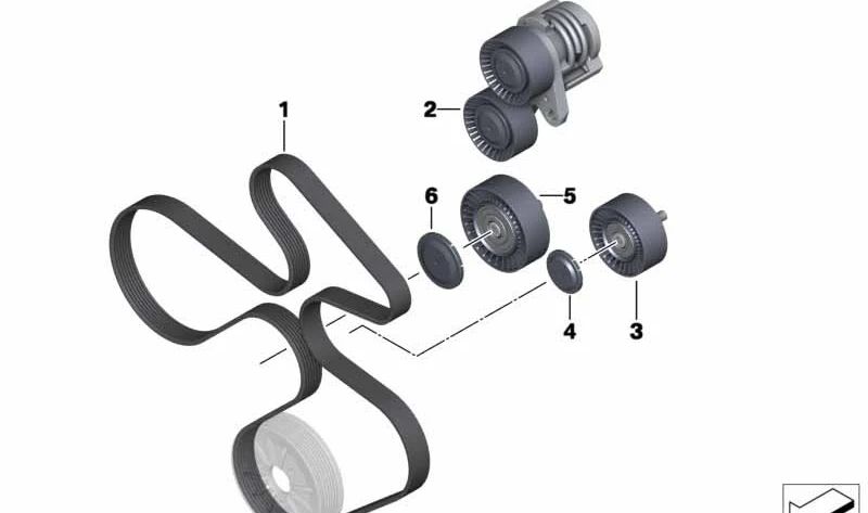 Tensor mecánico de correa OEM 11287582946 para BMW E82, E88, E90, E91, E92, E93, E84. Original BMW.