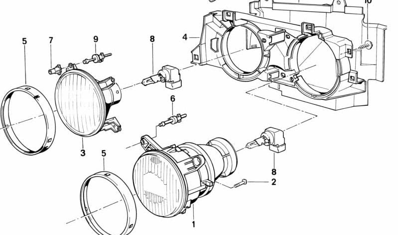 Low Beam/Fog Light Lamp for BMW E30, E36, E46, E90, E91, E34, E39, E60, E61, E24, E63, E64, E32, E65, E66, E31 (OEM 63217160786). Genuine BMW.