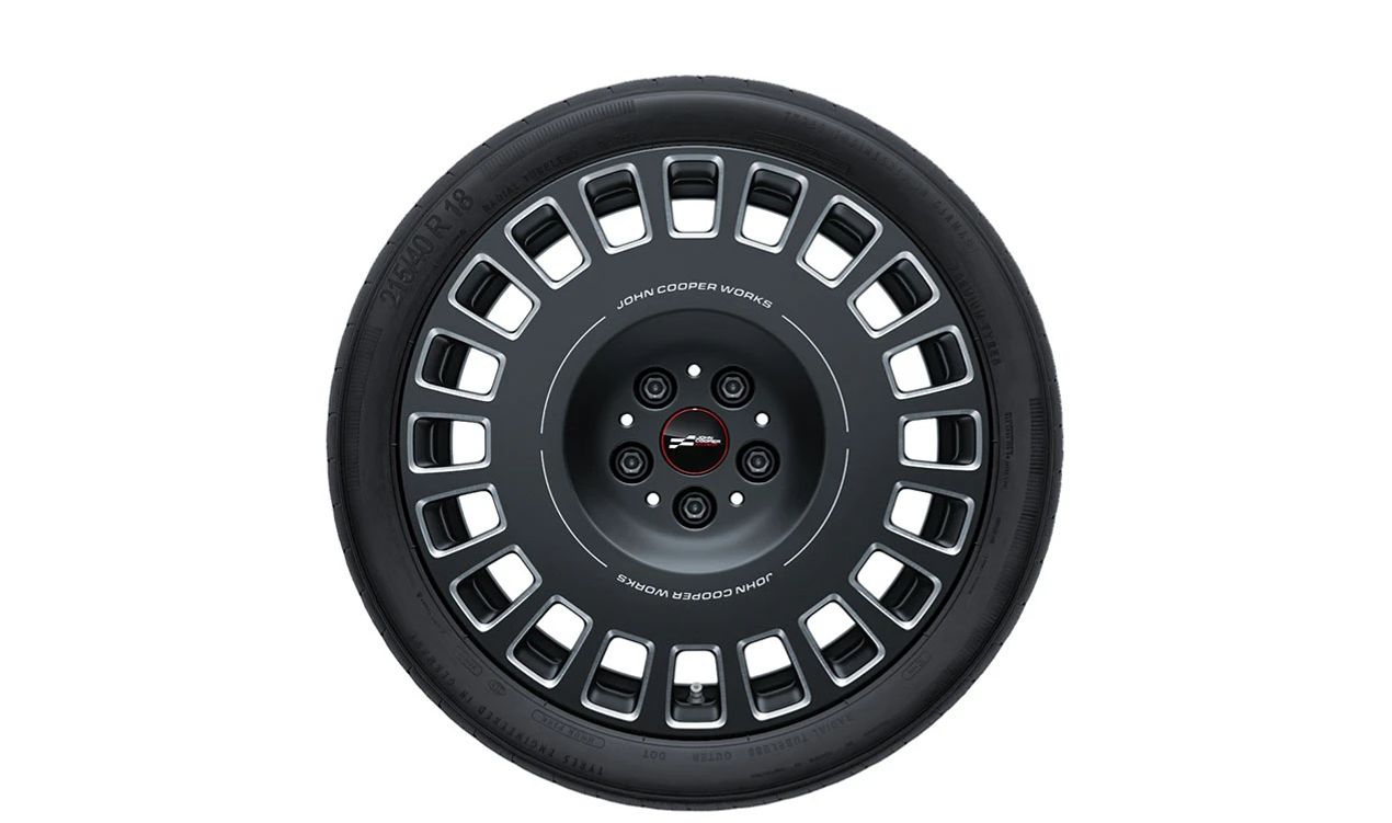 Llanta de aluminio JCW Rallye Spoke 964 18" Frozen Midnight Grey OEM 36115A615F2 para MINI F66, F65, Cabrio F67... y más. Original MINI.