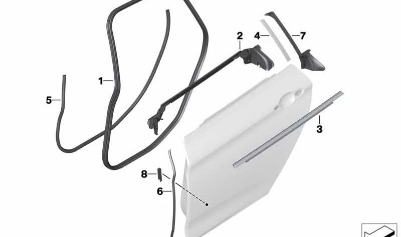 Rear Left Door Slot Outer Cover for BMW 3 Series F34, F34N (OEM 51357289945). Original BMW