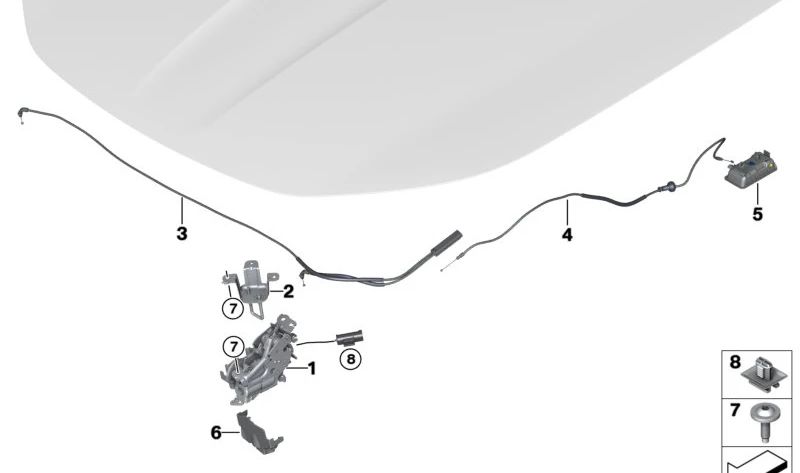 Cerradura superior izquierda OEM 51239464373 para BMW G70. Original BMW.