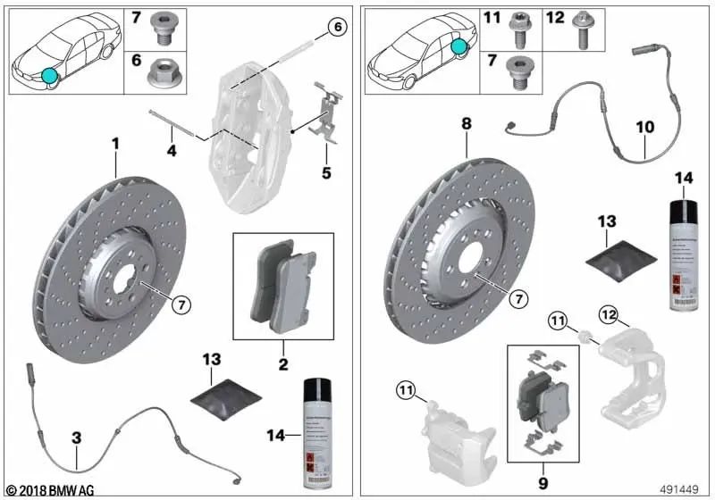 Kit di riparazione, pillole freni senza amianto per BMW G80, G82, G83. BMW originale