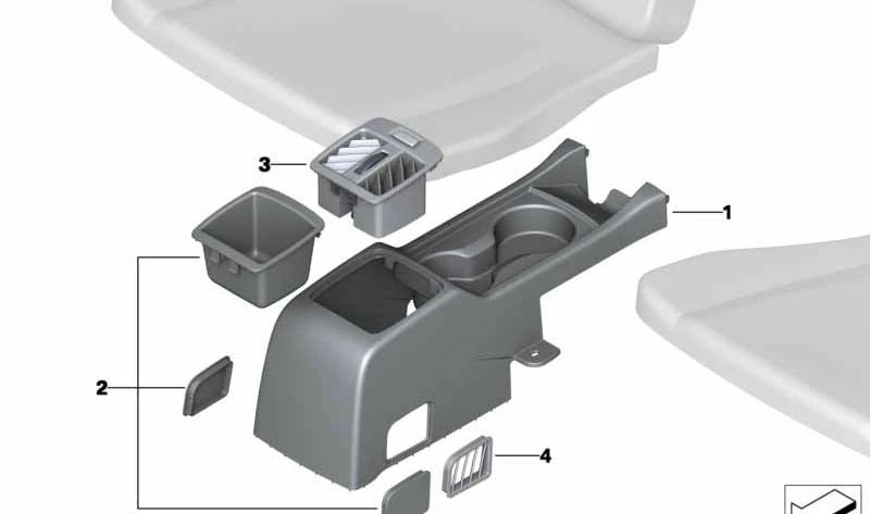 Consola central negra OEM 52306983899 para BMW X5 E70 {3.0d, 3.0sd, 3.0si, 4.8i, xDrive30d} (2006–2013). Recambio original BMW.