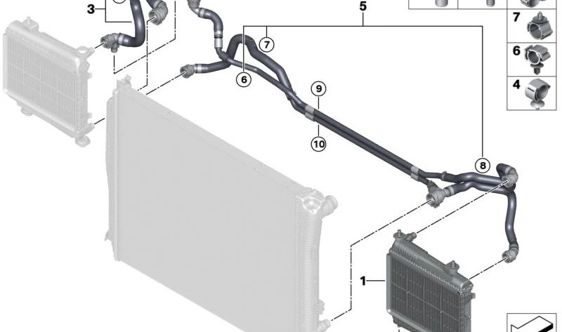 Mangueira do radiador de líquido de arrefecimento OEM 17128654821 para BMW G42, G20, G22, G23, G26. BMW original
