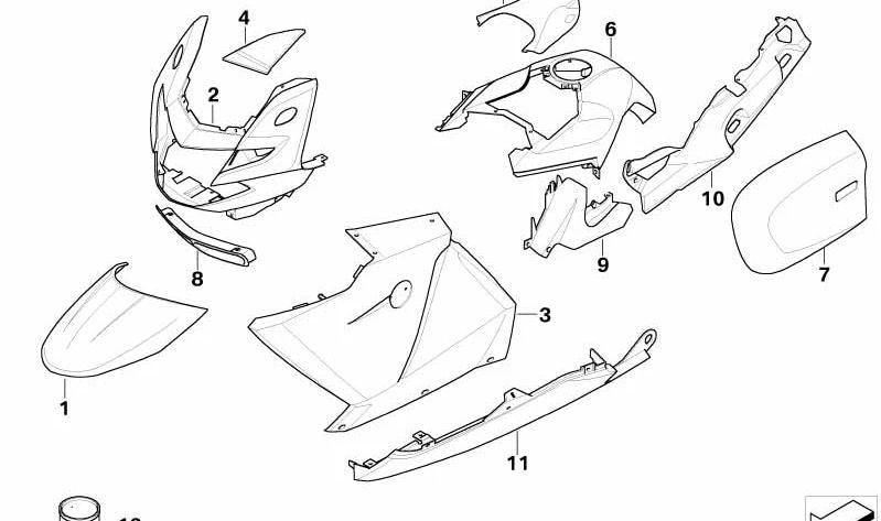 Chapaleta delantera derecha OEM 46637694351 para BMW Motorrad K1200GT, K1300GT. Original BMW Motorrad.