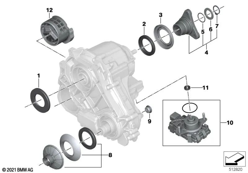 Conjunto de flange de saída OEM 27107593440 para BMW F20, F30, F10, G30, X5, X6... e muito mais. BMW genuíno.