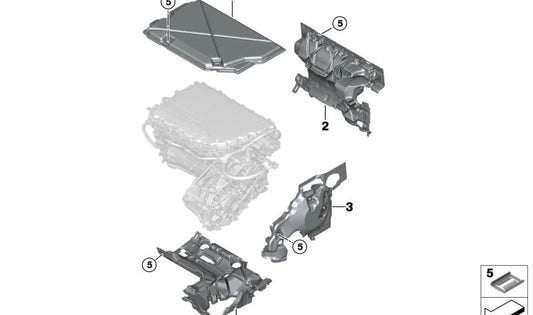 Mazzo acustico inferiore del sistema termico OEM 17738490213 per BMW X1 (U11) XDRive25E/30E/IX1 e Serie 2 Active Tourer (U06) 225E/230E XDrive. BMW originale.