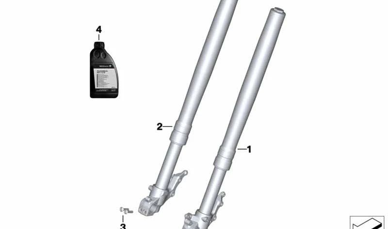 Brazo de horquilla negro derecho OEM 31429480342 para motos BMW F 850 GS, F 850 GS Adventure. Original BMW Motorrad.
