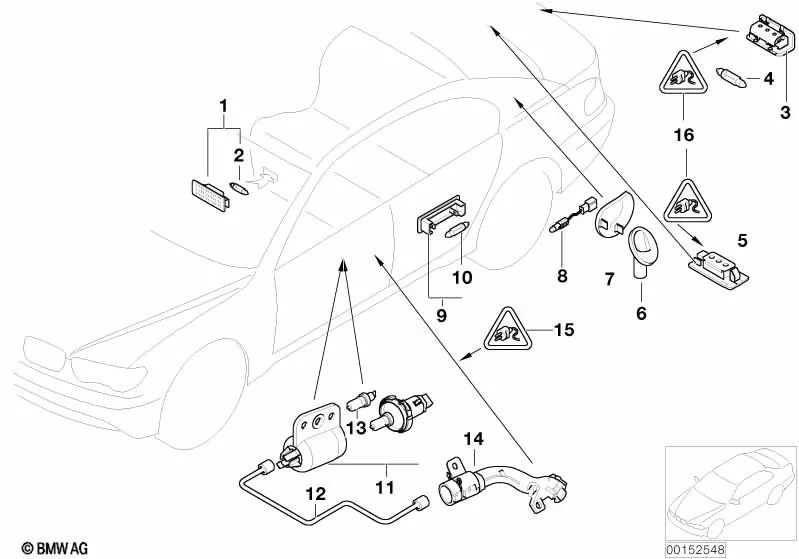Éclairage de la colonne de droite C pour BMW E65, E66 (OEM 63316914278). BMW d'origine
