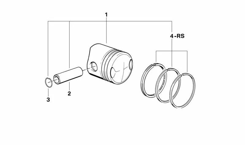 Pistón motor OEM 11251338335 para BMW E12, E23, E24, E28, E32, E34, E38, E39, E53, E60, E61, E62, E63, E64, E65, E66, E67, E68. Original BMW.