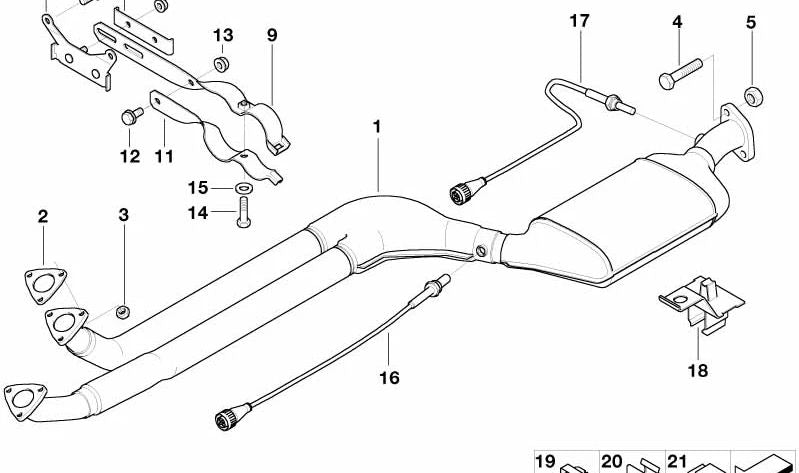 Soporte sonda lambda OEM 11781432740 para BMW E36 y Z3. Original BMW.