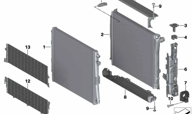 Radiateur de réfrigérant OEM 1711866748 pour BMW G20, G21, G28, G22, G23, G29. Compatible avec les séries 3, série 4 et Z4. Remplacement BMW d'origine.