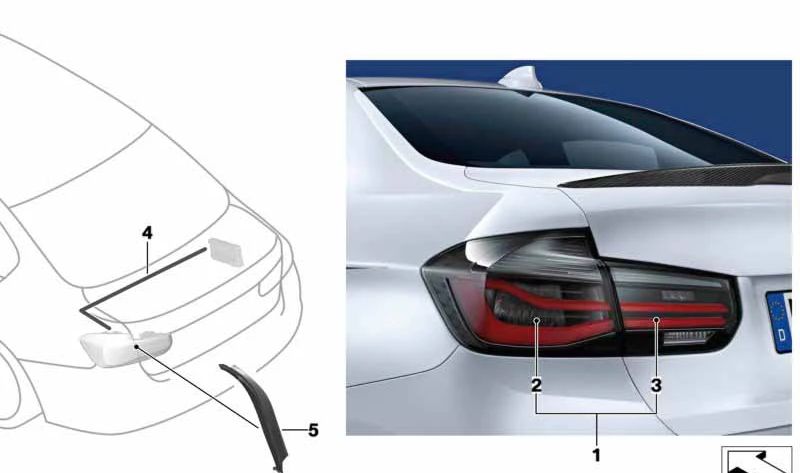 Cubierta desagüe derecha OEM 51497453334 para BMW F30, F35, F80. Original BMW