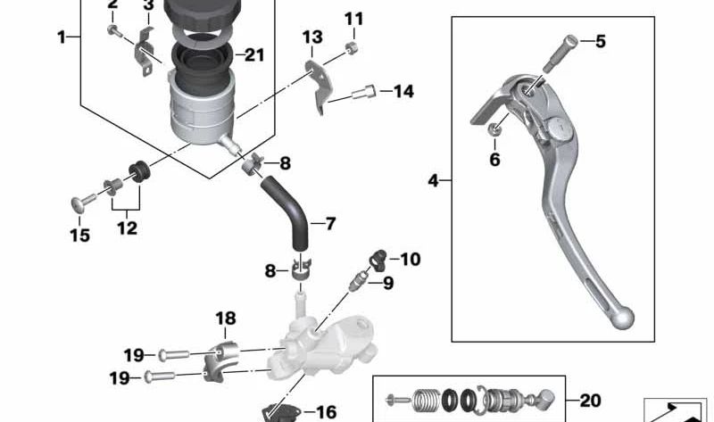 Depósito de expansión OEM 32727721295 para BMW Motorrad HP4, S1000RR (K46) y S1000R (K47). Original BMW Motorrad.
